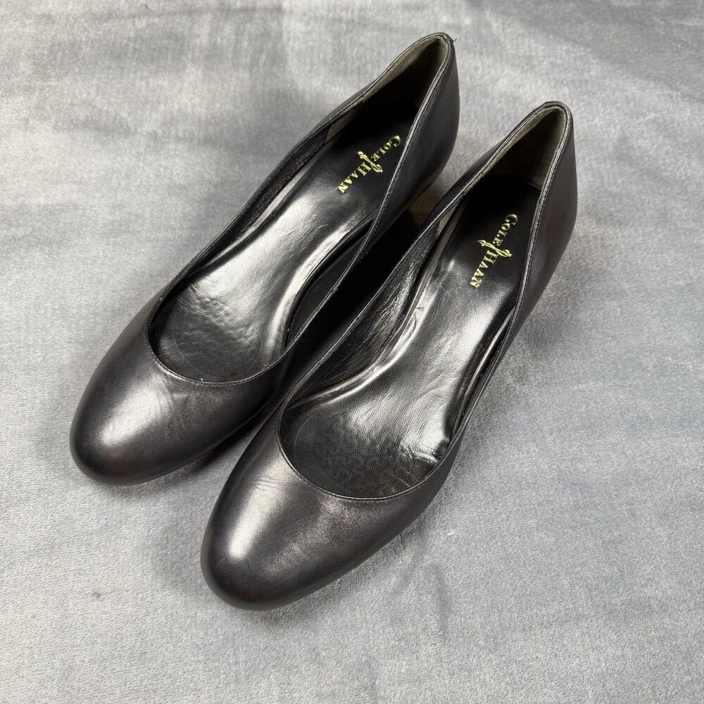 Cole Haan Women's Air Talia Wedge Pump Black Leather Size 8.5AA D34711